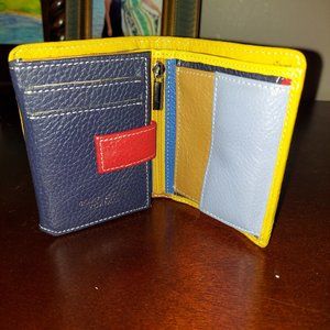 Women purse wallet cardholder genuine leather yellow blue